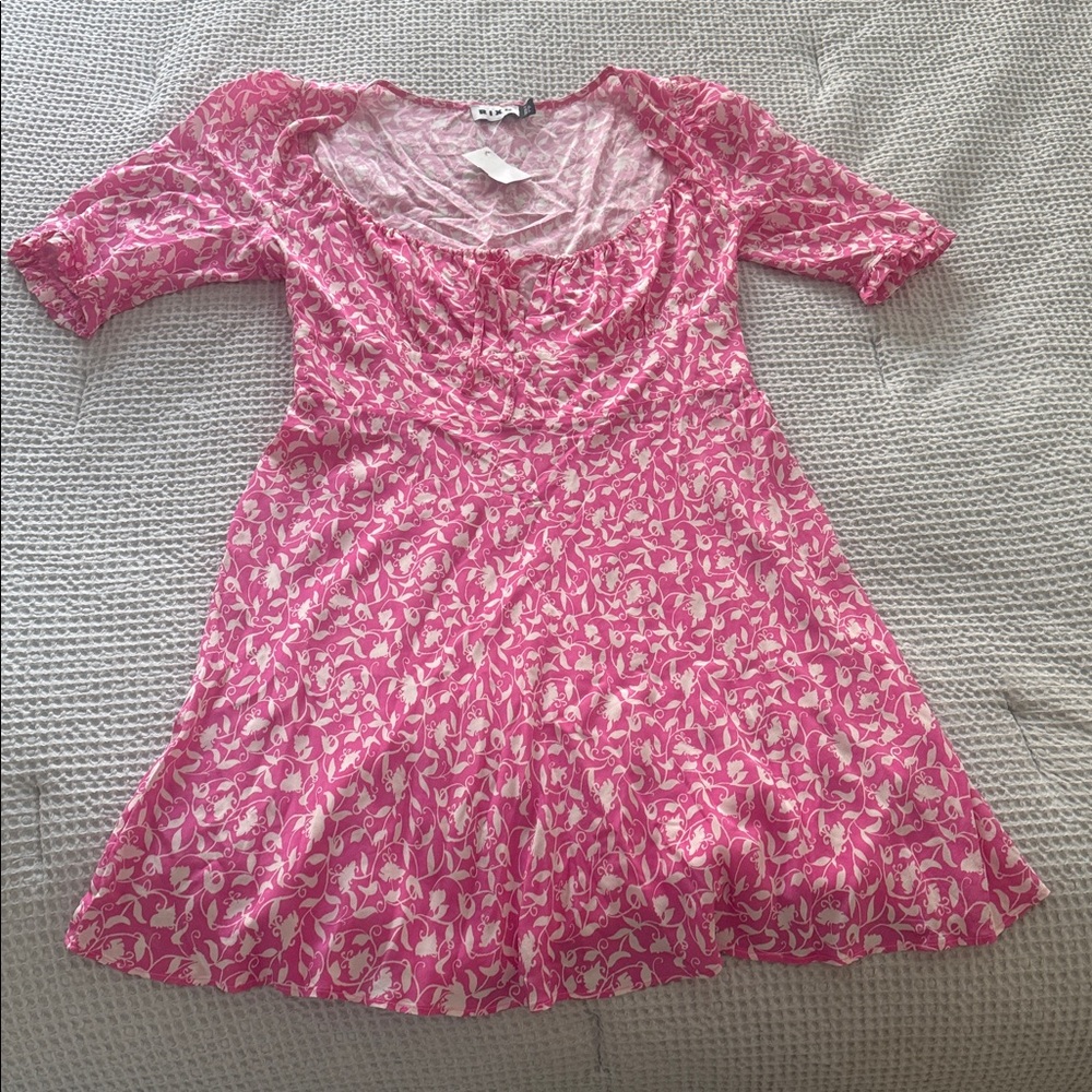 RIXO Lilita Tie-Detailed Ruched Silk-Crepe Mini Dress in pink Size M - Picture 9 of 10